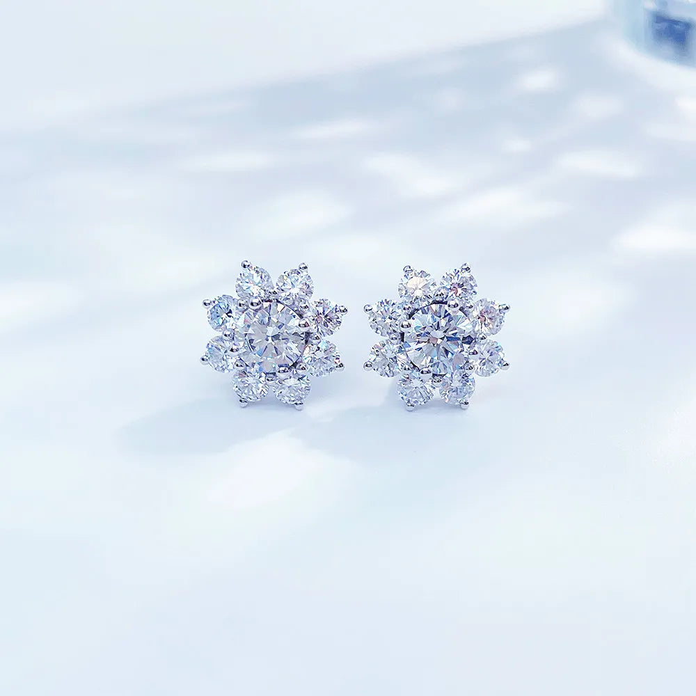 1.04 ctw Snowflake Round-Cut Lab-Grown Diamond Earrings in PT950 Platinum