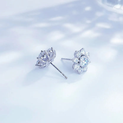 1.04 ctw Snowflake Round-Cut Lab-Grown Diamond Earrings in PT950 Platinum