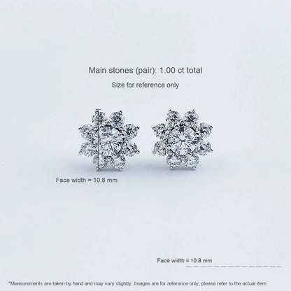1.04 ctw Snowflake Round-Cut Lab-Grown Diamond Earrings in PT950 Platinum