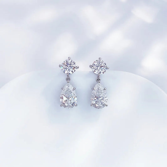 2.21 ctw Celestial Pear-Cut Lab-Grown Diamond Drop Earrings in PT950 Platinum