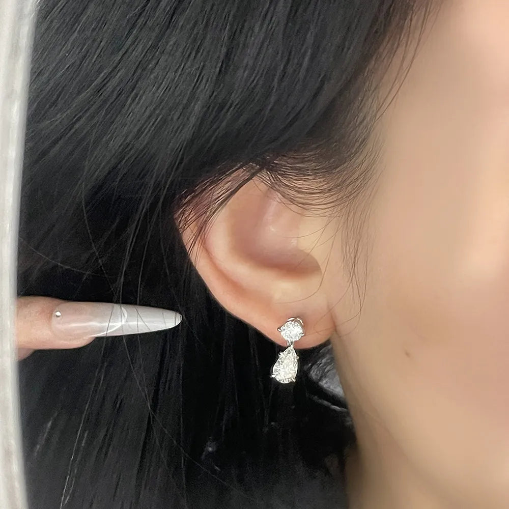 2.21 ctw Celestial Pear-Cut Lab-Grown Diamond Drop Earrings in PT950 Platinum