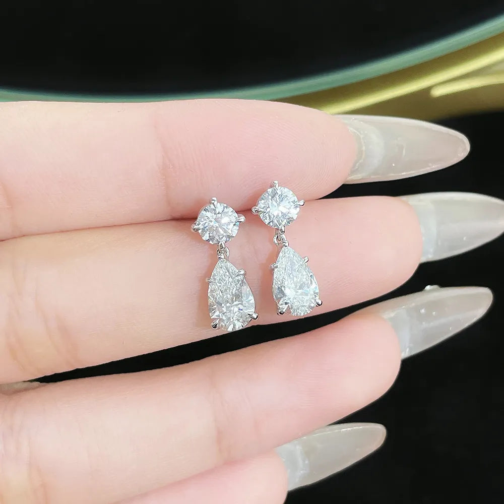 2.21 ctw Celestial Pear-Cut Lab-Grown Diamond Drop Earrings in PT950 Platinum