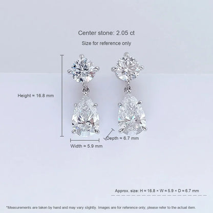 2.21 ctw Celestial Pear-Cut Lab-Grown Diamond Drop Earrings in PT950 Platinum