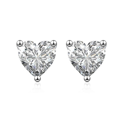 1.17 ctw Three-Prong Heart-Cut Lab-Grown Diamond Stud Earrings in PT950 Platinum