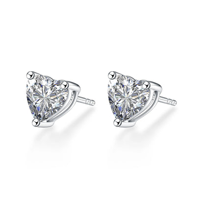 1.17 ctw Three-Prong Heart-Cut Lab-Grown Diamond Stud Earrings in PT950 Platinum