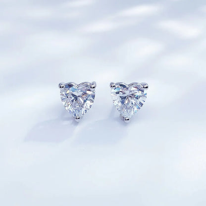 1.17 ctw Three-Prong Heart-Cut Lab-Grown Diamond Stud Earrings in PT950 Platinum