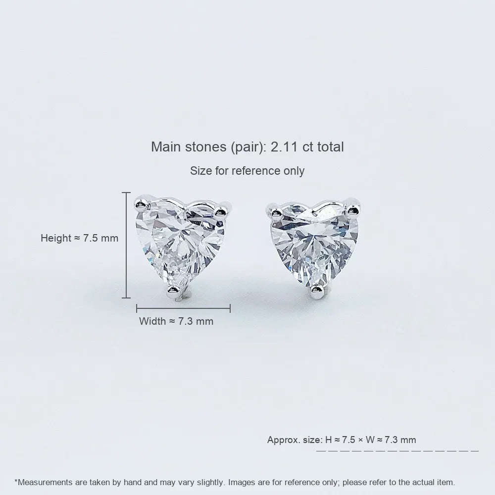 1.17 ctw Three-Prong Heart-Cut Lab-Grown Diamond Stud Earrings in PT950 Platinum