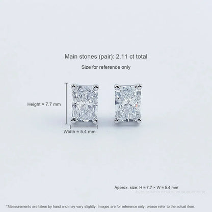 2.01 ctw Celestial Four-Prong Radiant-Cut Lab-Grown Diamond Earrings in PT950 Platinum