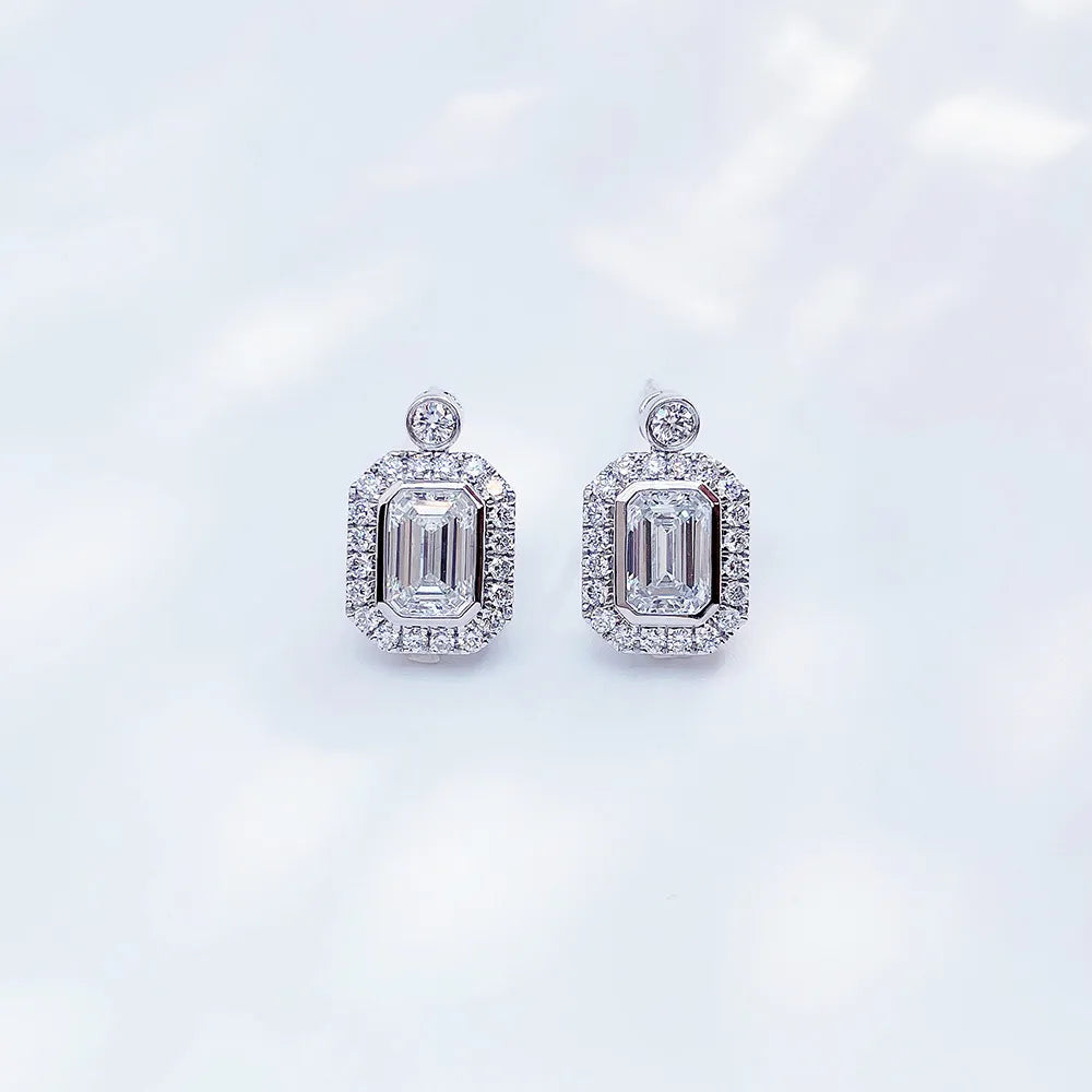 2.01 ctw Celestial Emerald-Cut Lab-Grown Diamond Earrings in PT950 Platinum