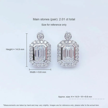 2.01 ctw Celestial Emerald-Cut Lab-Grown Diamond Earrings in PT950 Platinum