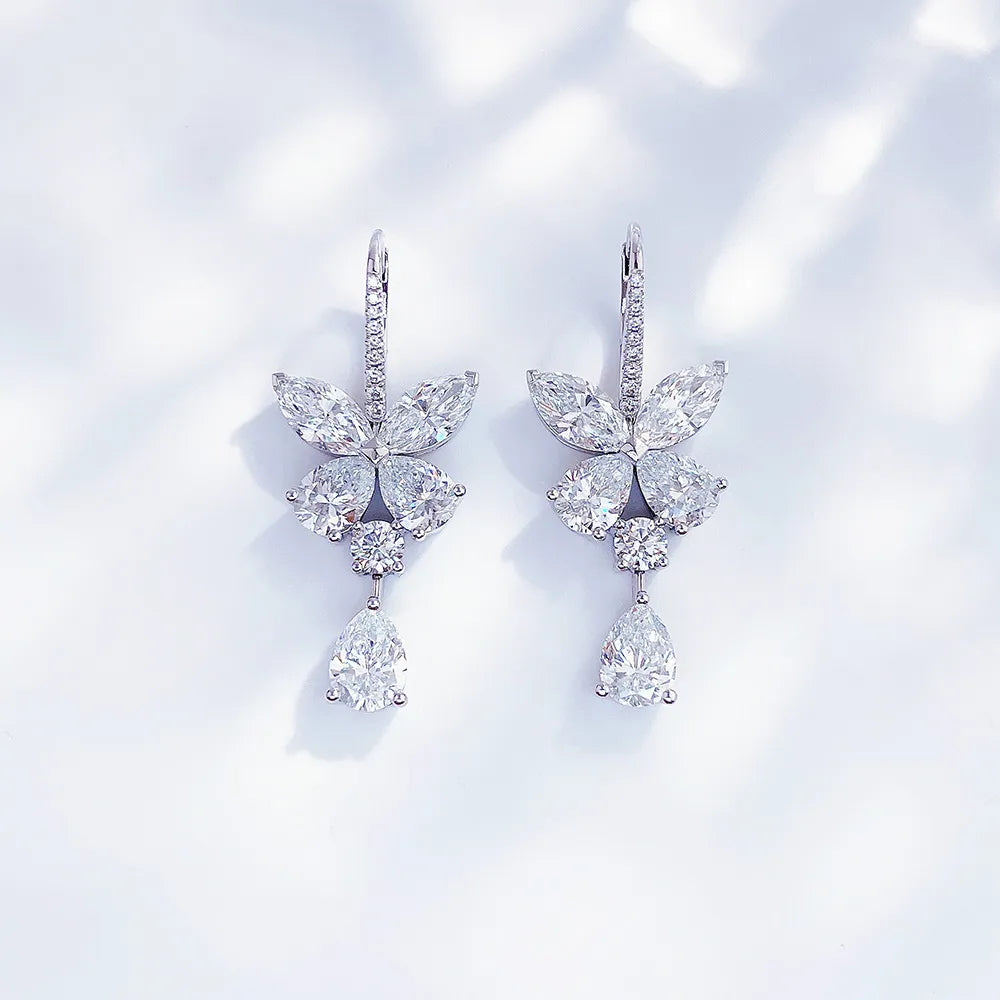 7.39 ctw Butterfly Mixed-Cut Lab-Grown Diamond Drop Earrings in PT950 Platinum