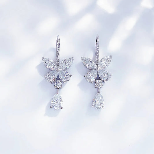7.39 ctw Butterfly Mixed-Cut Lab-Grown Diamond Drop Earrings in PT950 Platinum