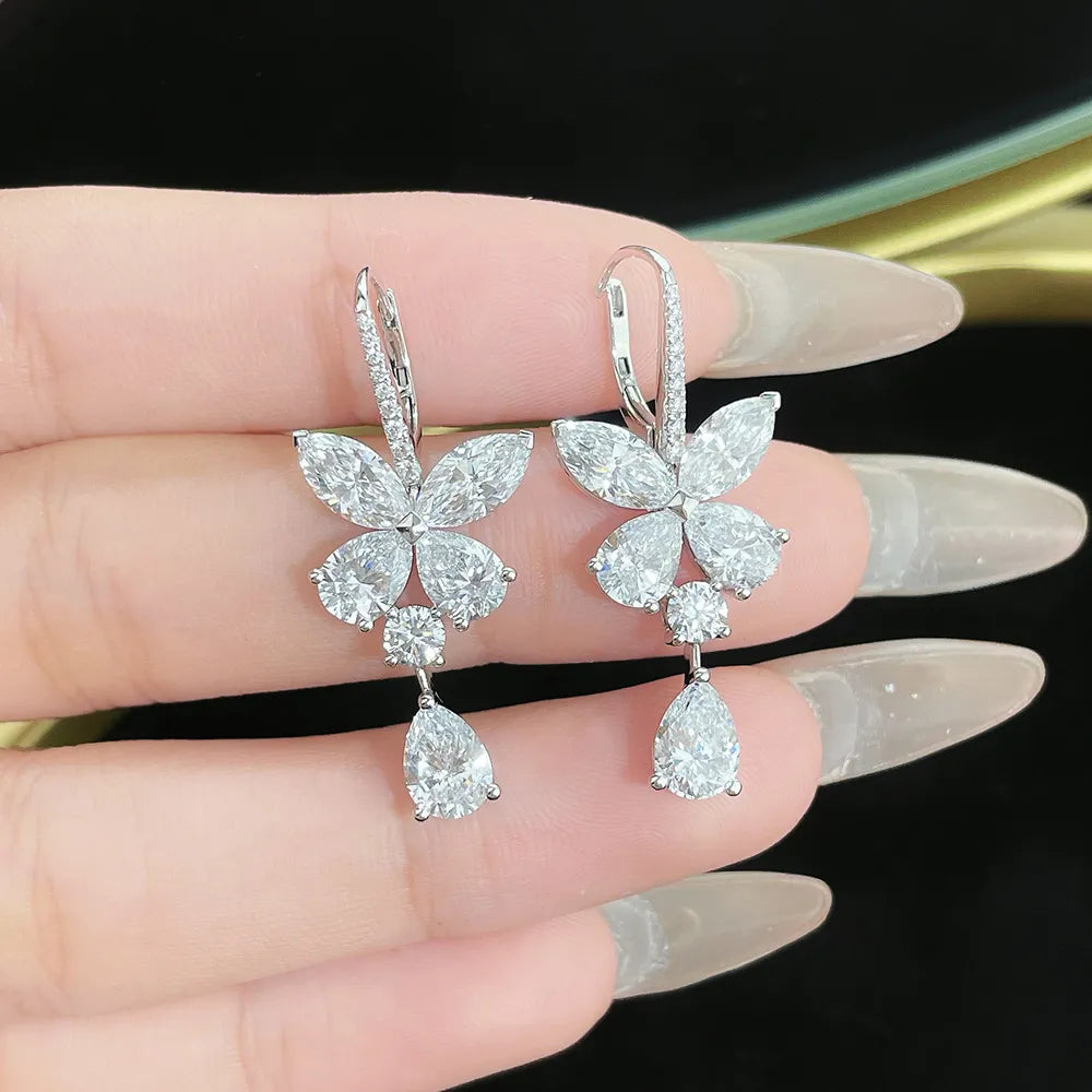 7.39 ctw Butterfly Mixed-Cut Lab-Grown Diamond Drop Earrings in PT950 Platinum