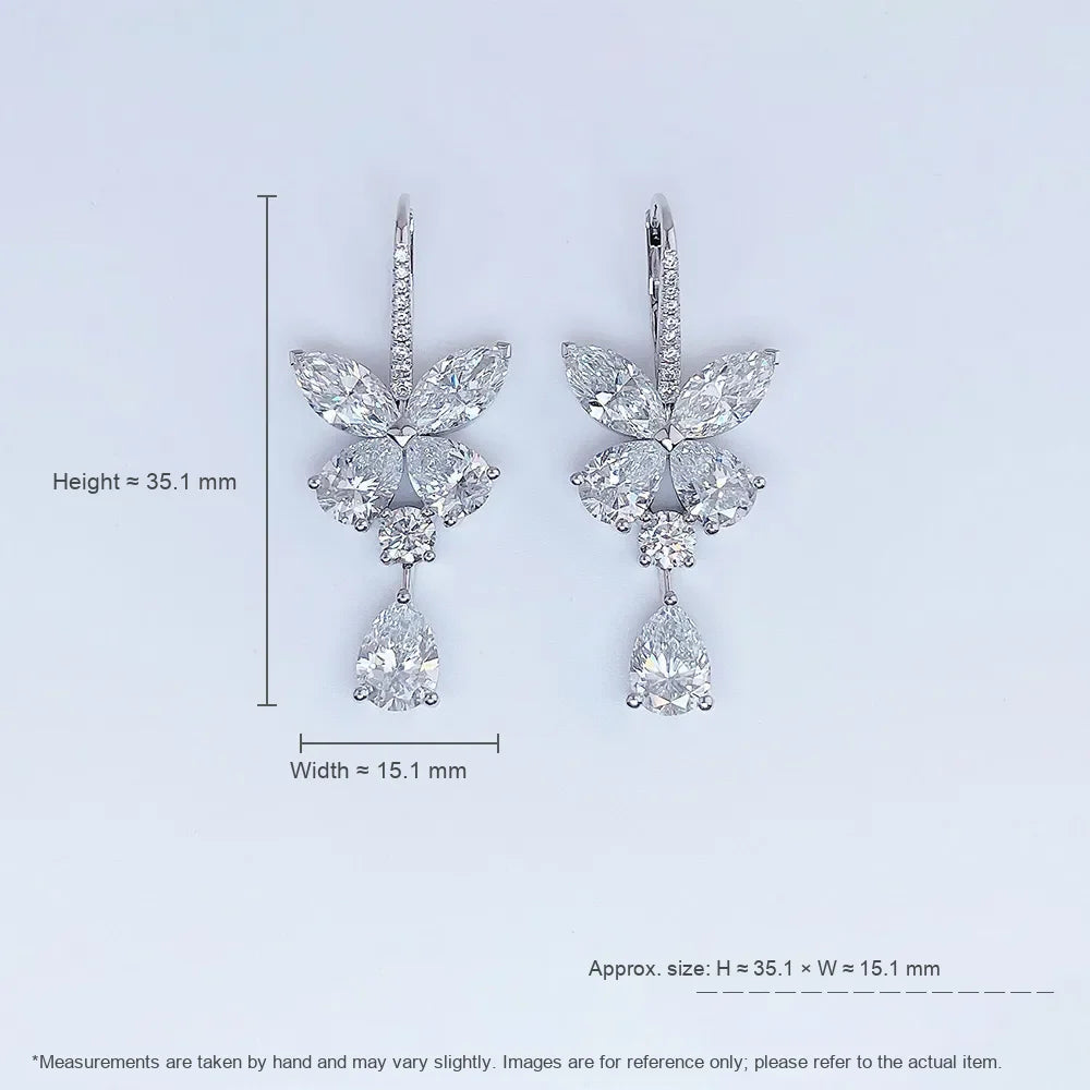 7.39 ctw Butterfly Mixed-Cut Lab-Grown Diamond Drop Earrings in PT950 Platinum