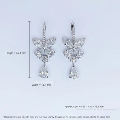 7.39 ctw Butterfly Mixed-Cut Lab-Grown Diamond Drop Earrings in PT950 Platinum