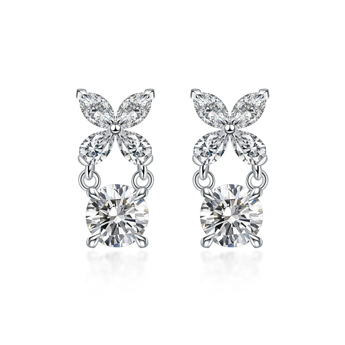 1.07 ctw Butterfly Mixed-Cut Lab-Grown Diamond Stud Earrings in PT950 Platinum