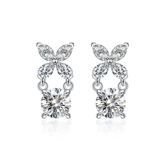 1.07 ctw Butterfly Mixed-Cut Lab-Grown Diamond Stud Earrings in PT950 Platinum