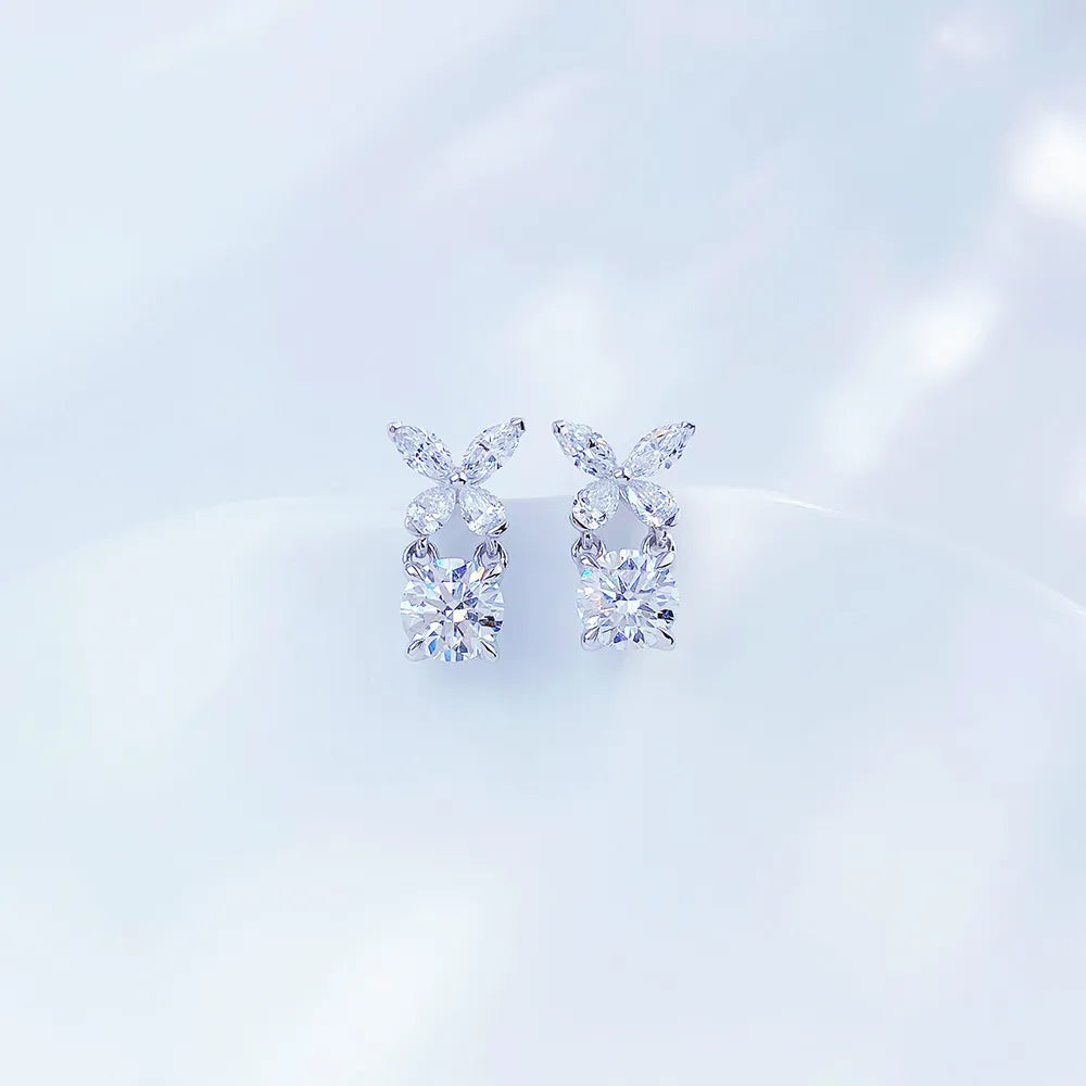 1.07 ctw Butterfly Mixed-Cut Lab-Grown Diamond Stud Earrings in PT950 Platinum