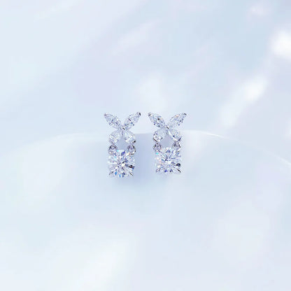 1.07 ctw Butterfly Mixed-Cut Lab-Grown Diamond Stud Earrings in PT950 Platinum