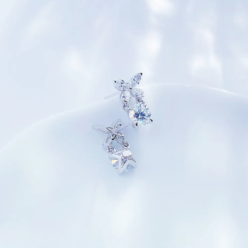 1.07 ctw Butterfly Mixed-Cut Lab-Grown Diamond Stud Earrings in PT950 Platinum