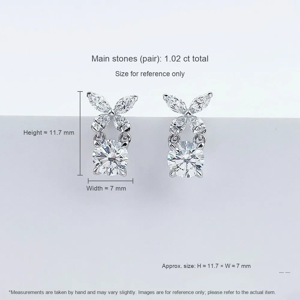 1.07 ctw Butterfly Mixed-Cut Lab-Grown Diamond Stud Earrings in PT950 Platinum