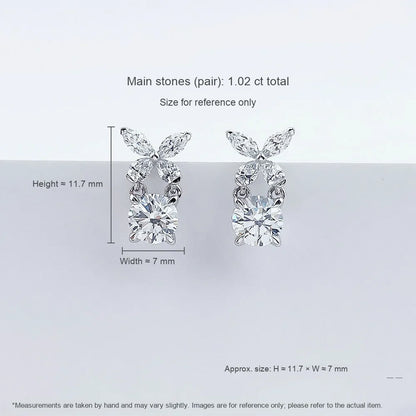 1.07 ctw Butterfly Mixed-Cut Lab-Grown Diamond Stud Earrings in PT950 Platinum