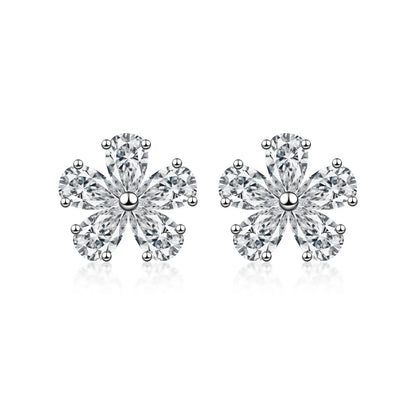 1.56 ctw Floral Mixed-Cut Lab-Grown Diamond Stud Earrings in PT950 Platinum
