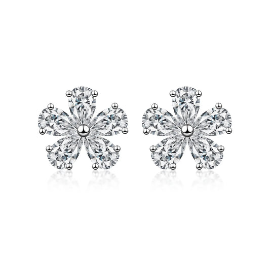 1.56 ctw Floral Mixed-Cut Lab-Grown Diamond Stud Earrings in PT950 Platinum