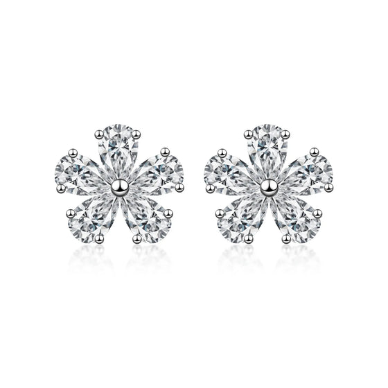 1.56 ctw Floral Mixed-Cut Lab-Grown Diamond Stud Earrings in PT950 Platinum