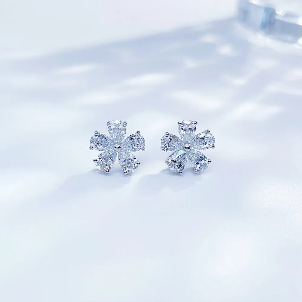1.56 ctw Floral Mixed-Cut Lab-Grown Diamond Stud Earrings in PT950 Platinum