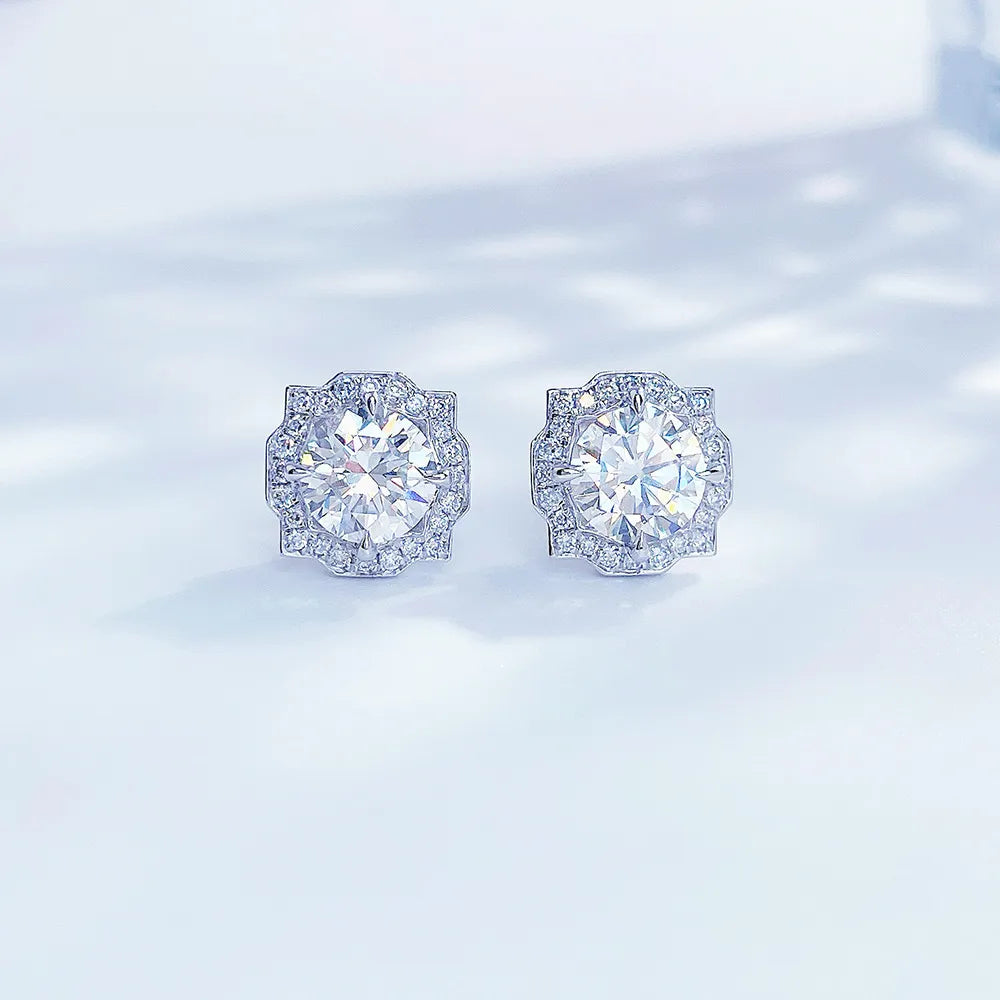 2.02 ctw Celestial Four-Prong Round-Cut Lab-Grown Diamond Earrings in PT950 Platinum