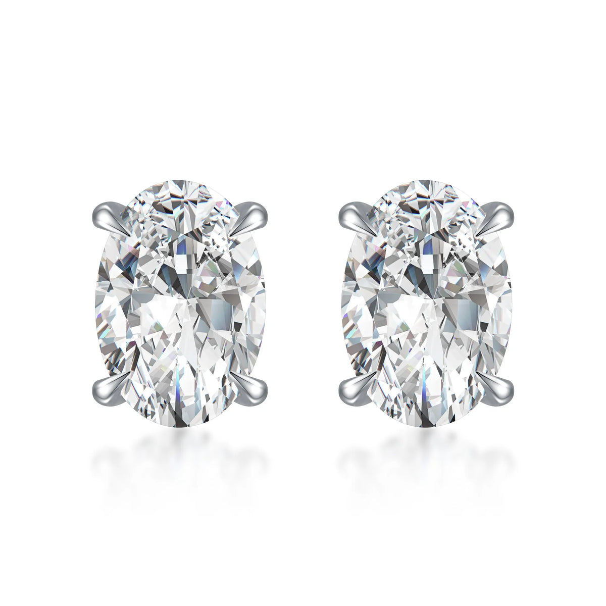 2.05 ctw Minimalist Four-Prong Oval-Cut Lab-Grown Diamond Earrings in PT950 Platinum