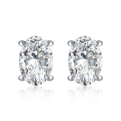 2.05 ctw Minimalist Four-Prong Oval-Cut Lab-Grown Diamond Earrings in PT950 Platinum