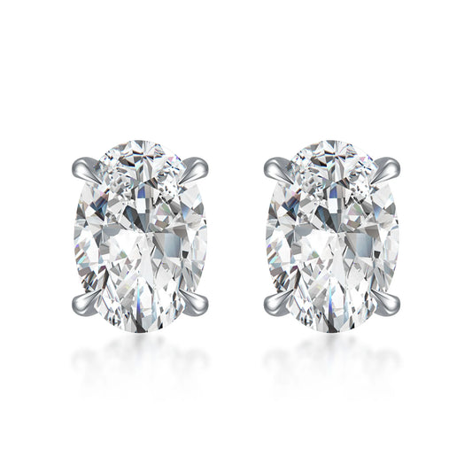 2.05 ctw Minimalist Four-Prong Oval-Cut Lab-Grown Diamond Earrings in PT950 Platinum