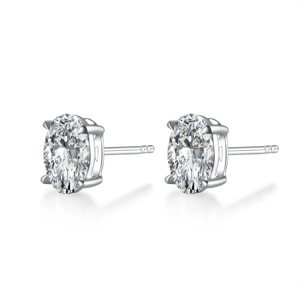 2.05 ctw Minimalist Four-Prong Oval-Cut Lab-Grown Diamond Earrings in PT950 Platinum