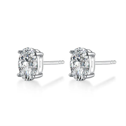 2.05 ctw Minimalist Four-Prong Oval-Cut Lab-Grown Diamond Earrings in PT950 Platinum
