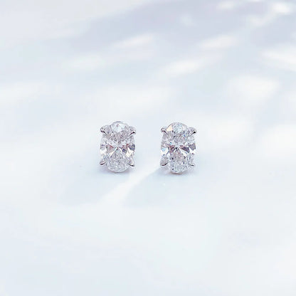 2.05 ctw Minimalist Four-Prong Oval-Cut Lab-Grown Diamond Earrings in PT950 Platinum