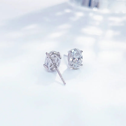 2.05 ctw Minimalist Four-Prong Oval-Cut Lab-Grown Diamond Earrings in PT950 Platinum