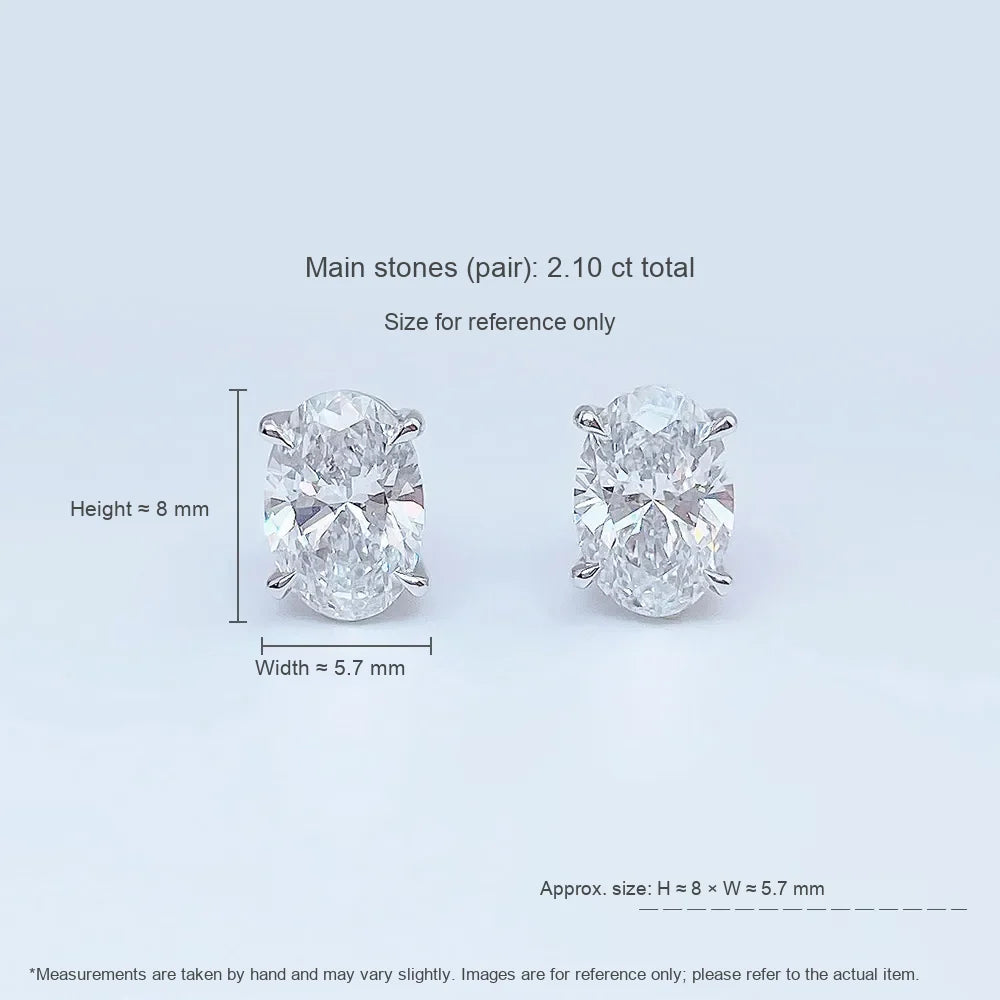 2.05 ctw Minimalist Four-Prong Oval-Cut Lab-Grown Diamond Earrings in PT950 Platinum