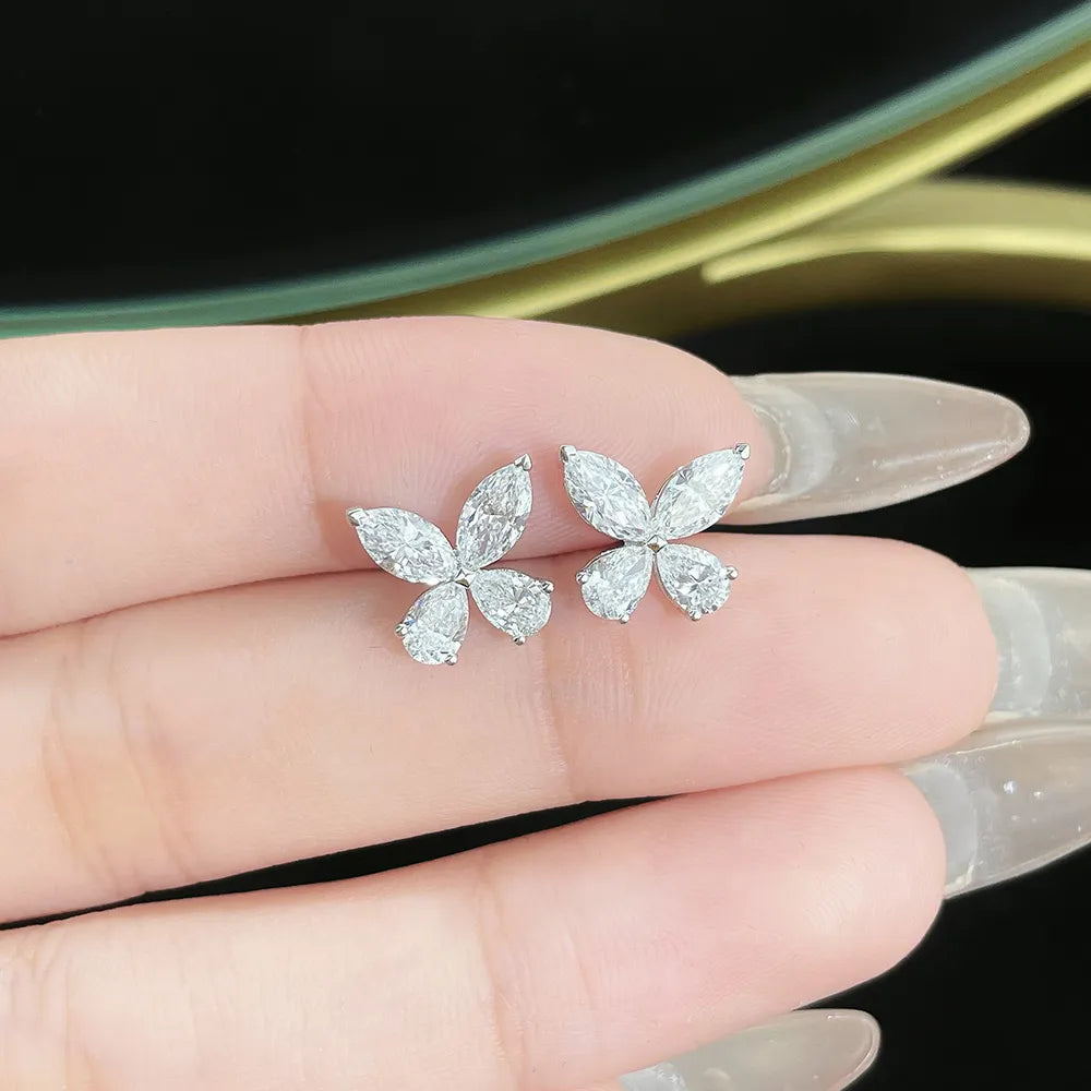 2.19 ctw Butterfly Mixed-Cut Lab-Grown Diamond Earrings in PT950 Platinum