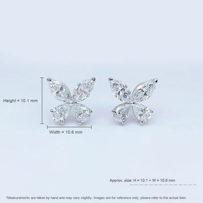 2.19 ctw Butterfly Mixed-Cut Lab-Grown Diamond Earrings in PT950 Platinum