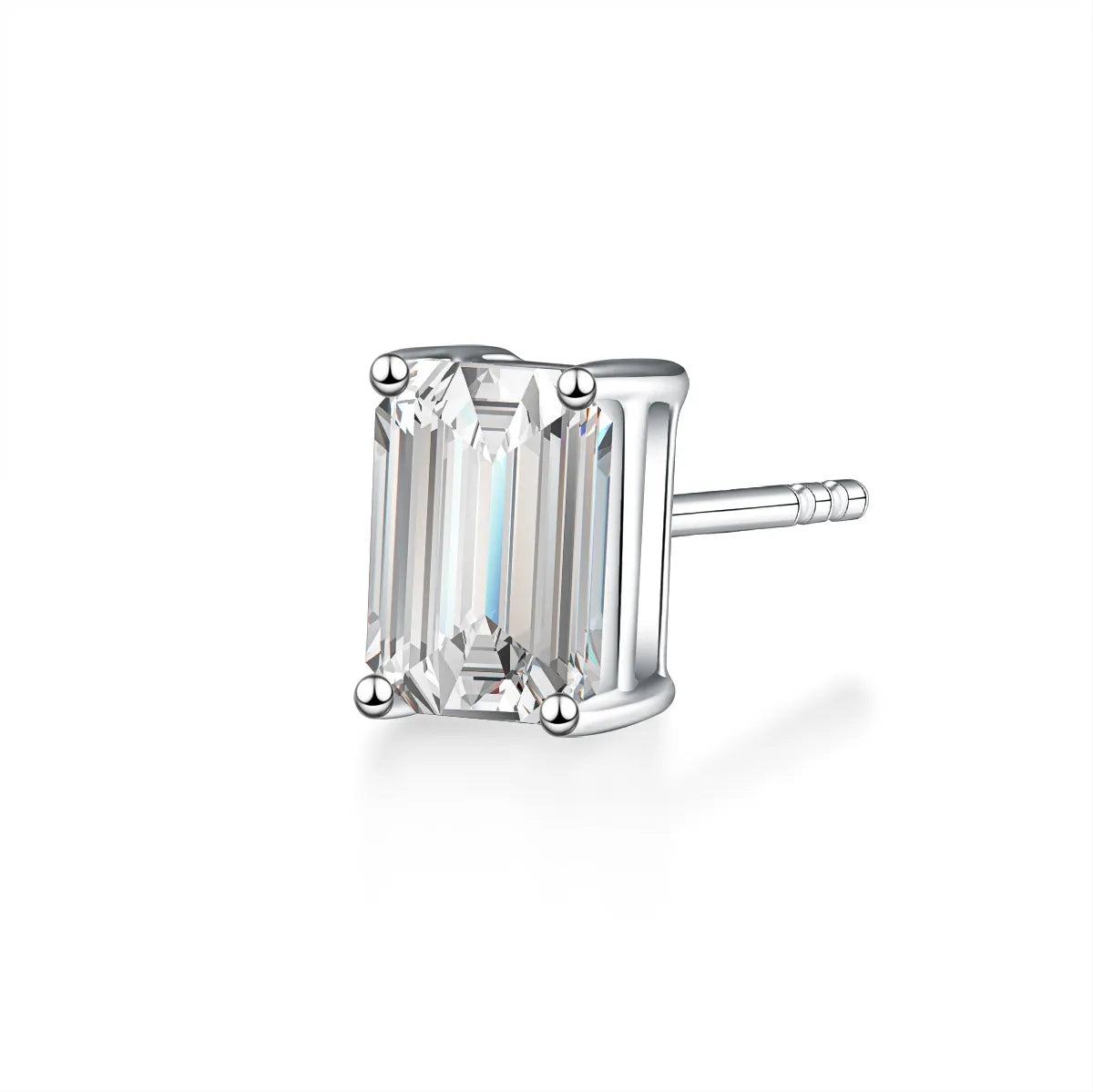 1.1 ctw Celestial Four-Prong Emerald-Cut Lab-Grown Diamond Stud Earrings in PT950 Platinum