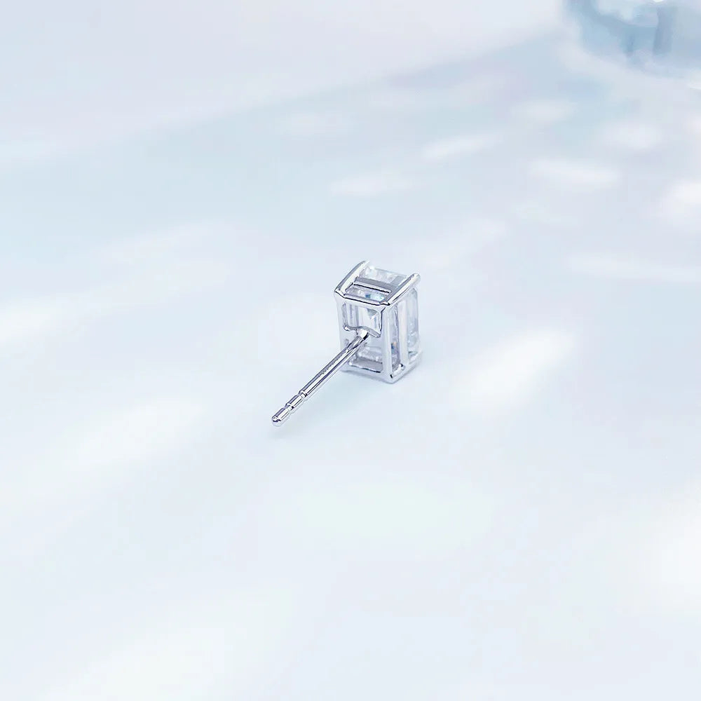 1.1 ctw Celestial Four-Prong Emerald-Cut Lab-Grown Diamond Stud Earrings in PT950 Platinum