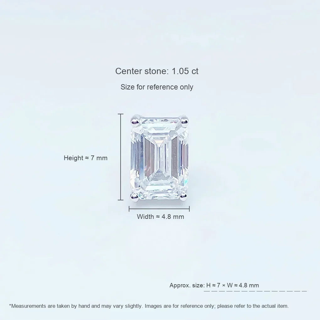 1.1 ctw Celestial Four-Prong Emerald-Cut Lab-Grown Diamond Stud Earrings in PT950 Platinum