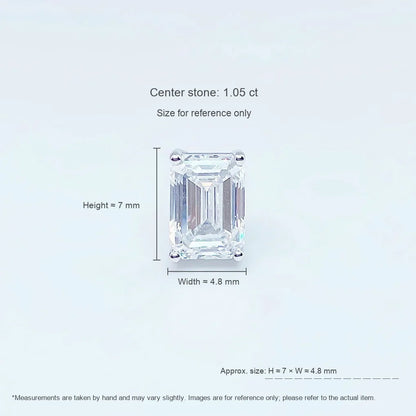 1.1 ctw Celestial Four-Prong Emerald-Cut Lab-Grown Diamond Stud Earrings in PT950 Platinum