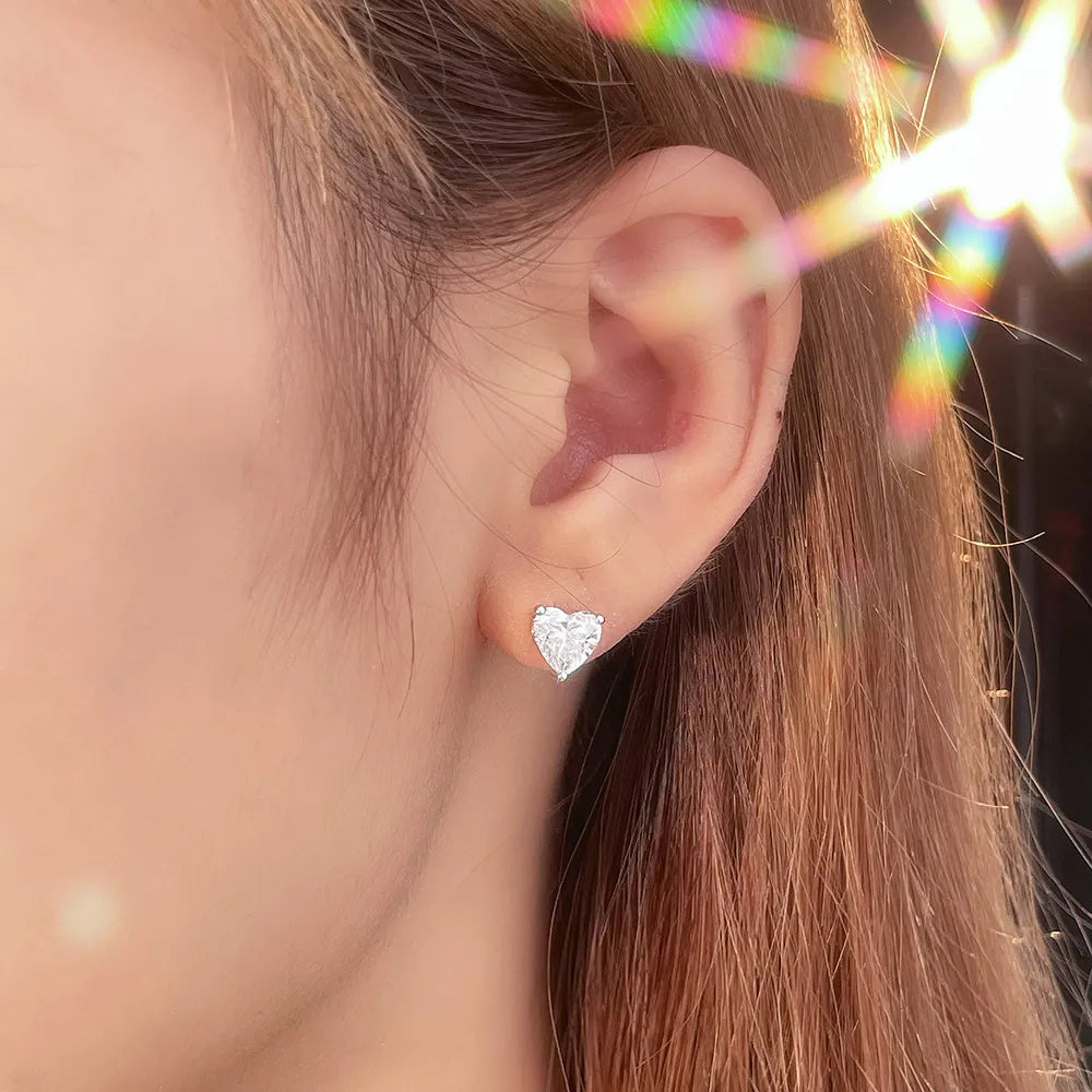 1.18 ctw Three-Prong Heart-Cut Lab-Grown Diamond Stud Earrings in PT950 Platinum