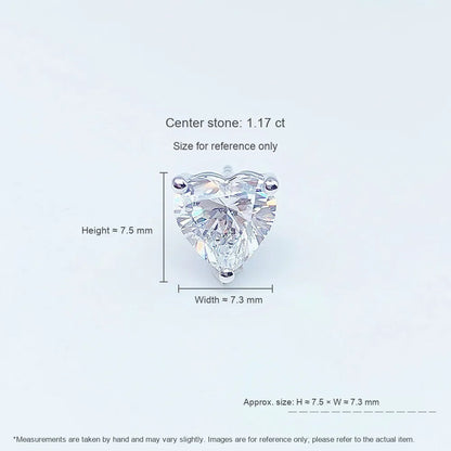 1.18 ctw Three-Prong Heart-Cut Lab-Grown Diamond Stud Earrings in PT950 Platinum