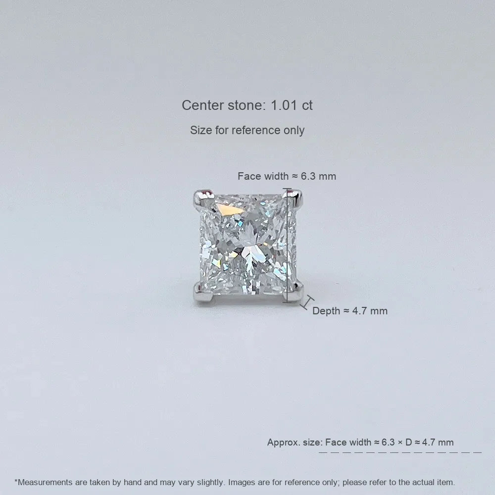 1.01 ctw Princess-Cut Lab-Grown Diamond Stud Earrings in PT950 Platinum