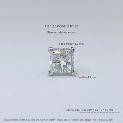 1.01 ctw Princess-Cut Lab-Grown Diamond Stud Earrings in PT950 Platinum