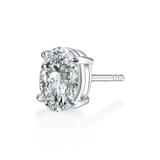 1.08 ctw Minimalist Four-Prong Oval-Cut Lab-Grown Diamond Stud Earrings in PT950 Platinum